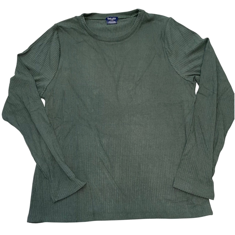 Splendid Olive Green Ribbed Long Sleeve Top Womens XL/EG Casual‎ Tee
